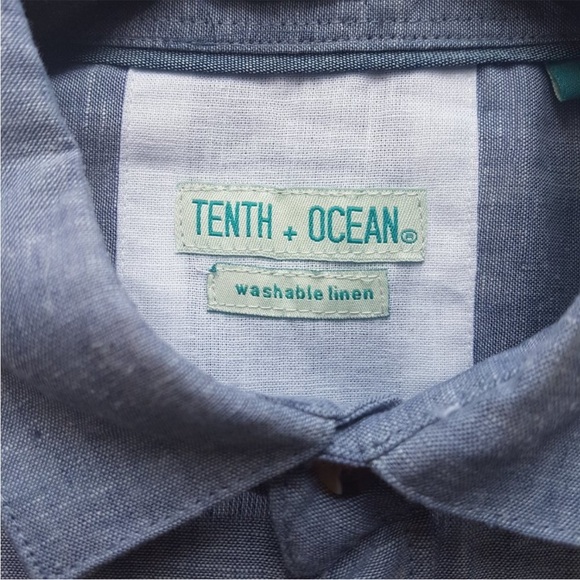 Mens TENTH + OCEAN Linen Blenda Button Down Shirt Short Sleeve Size Small - Picture 3 of 3